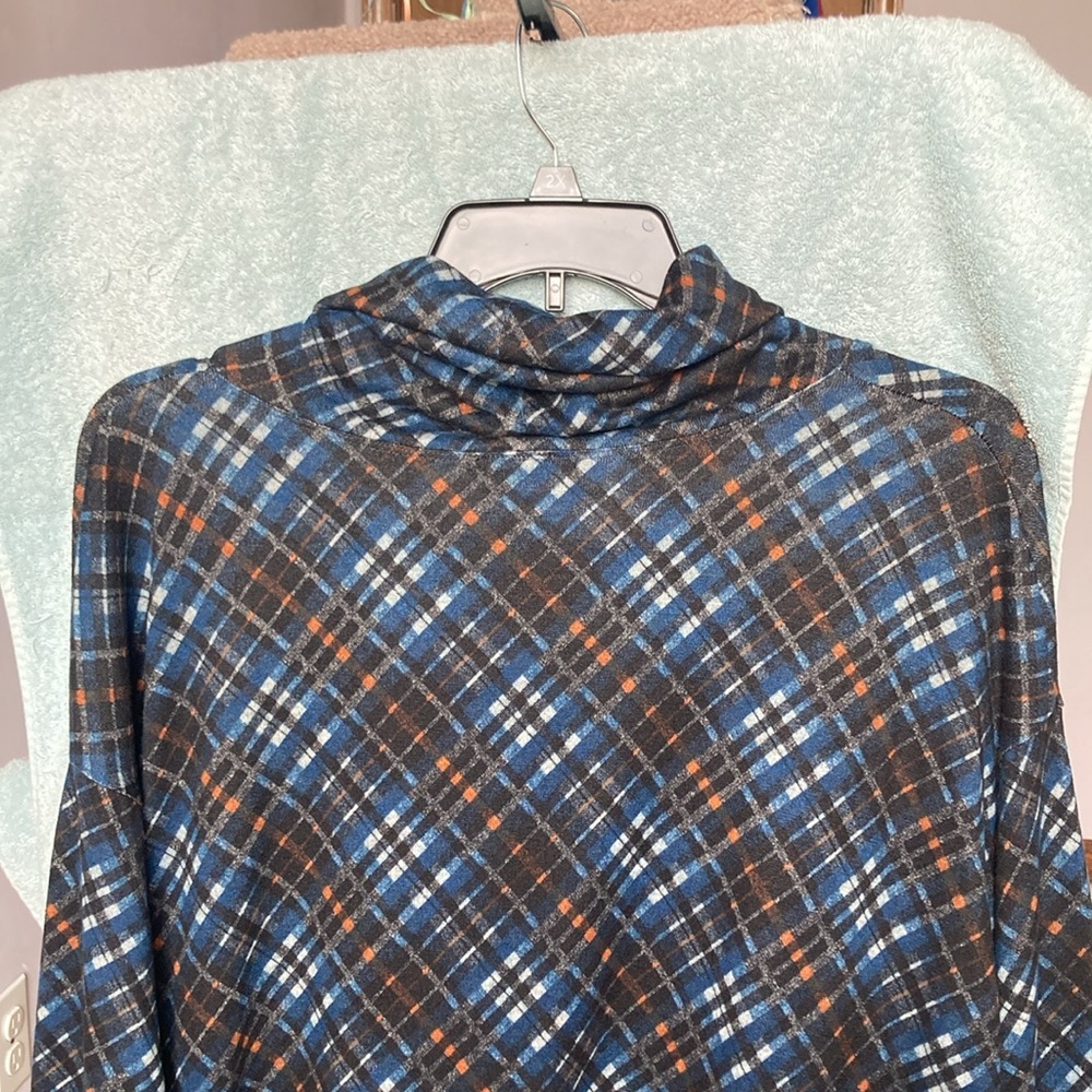 AGB plaid print pullover top with stretch casual shirt office 2X plus size - Picture 11 of 17